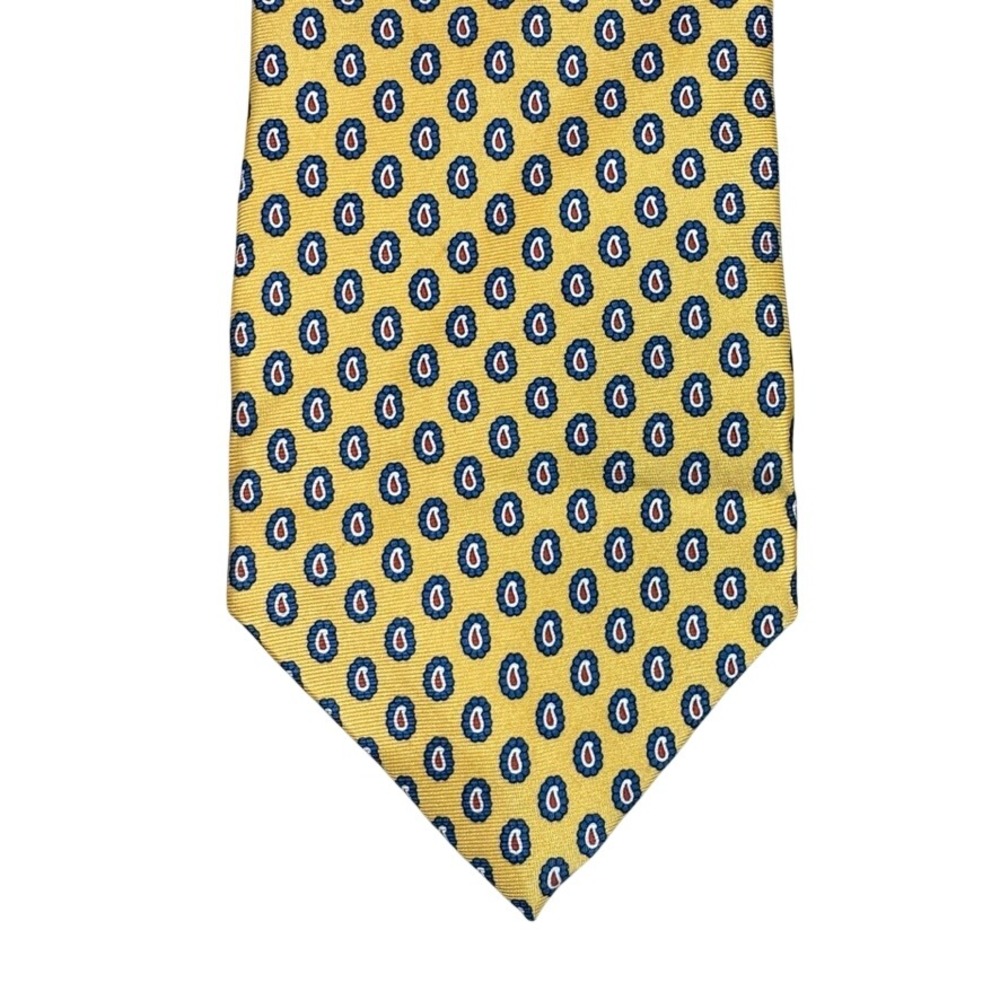 Angelo Bosani The Rack Silk Tie Yellow Blue Red Paisley Made in Italy Mens